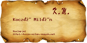 Koczó Milán névjegykártya
