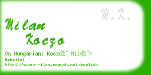 milan koczo business card